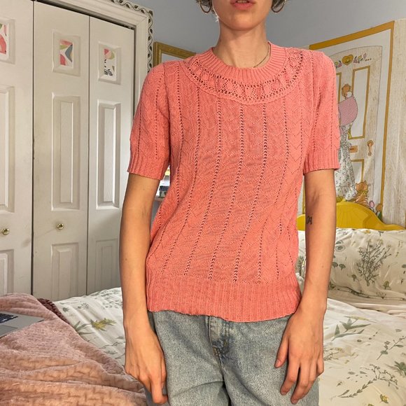 80s Cuddle knit made-in-the-USA pink shirt! - Picture 8 of 14